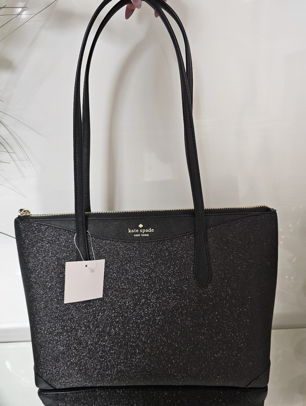 Kate Spade Joeley Lola Black Shimmy Glitter Tote Bag